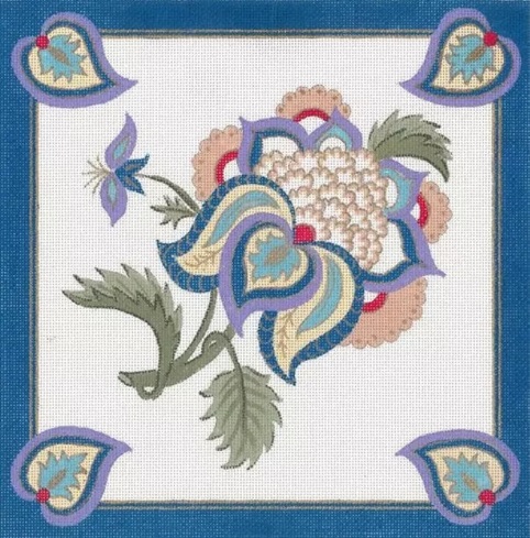 click here to view larger image of Turkish Design/Blue Border (hand painted canvases)