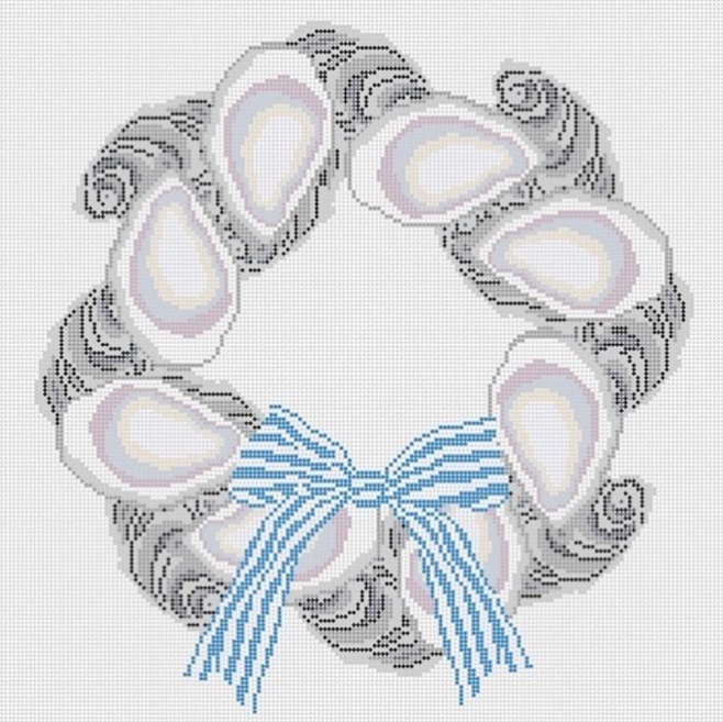 click here to view larger image of Oyster Shell Wreath (hand painted canvases)
