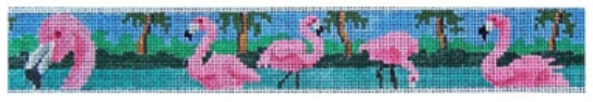 click here to view larger image of Flamingos Belt (hand painted canvases)