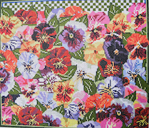click here to view larger image of Large Pansy Pillow (hand painted canvases)