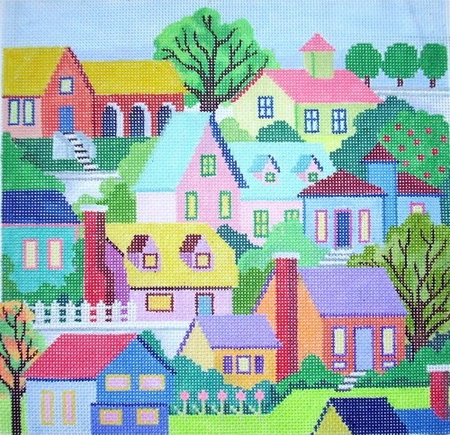 click here to view larger image of Small Houses (hand painted canvases)