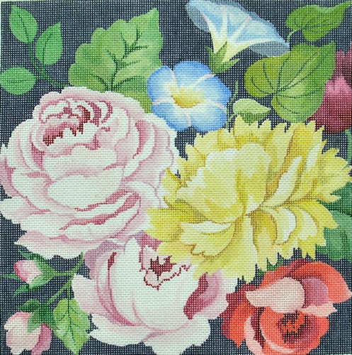 click here to view larger image of Peony & Morning Glory Garden (hand painted canvases)
