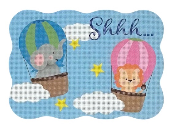 click here to view larger image of Shhh… Blue and Pink Balloon Critters (Twins) (printed canvas)
