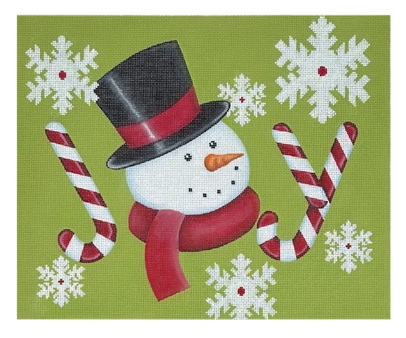 click here to view larger image of Joy Snowman/Candy Cane (hand painted canvases)