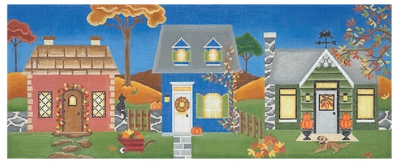 click here to view larger image of Houses in Season - Fall (hand painted canvases)
