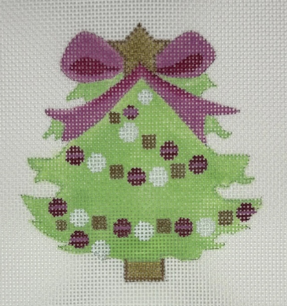 click here to view larger image of Little Bits - Tree w/Magenta Bow w/SG (hand painted canvases)