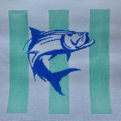 click here to view larger image of Tarpon on Mint Stripes (hand painted canvases)