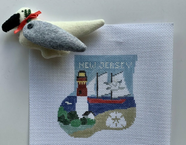 click here to view larger image of New Jersey w/Seagull Mini Sock (hand painted canvases)