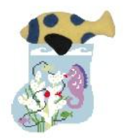 click here to view larger image of Seahorse w/Fish Mini Sock (hand painted canvases)