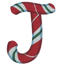 click here to view larger image of Candy Cane Letter - J (printed canvas)