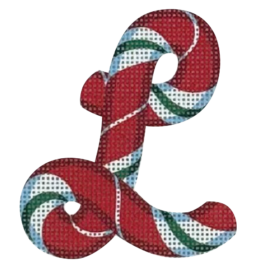 click here to view larger image of Candy Cane Letter - L (printed canvas)