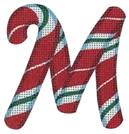 click here to view larger image of Candy Cane Letter - M (printed canvas)