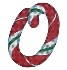 click here to view larger image of Candy Cane Letter - O (printed canvas)