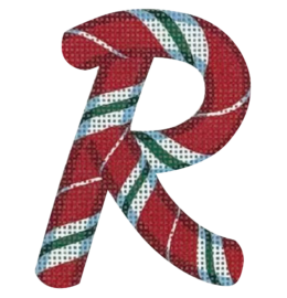 click here to view larger image of Candy Cane Letter - R (printed canvas)