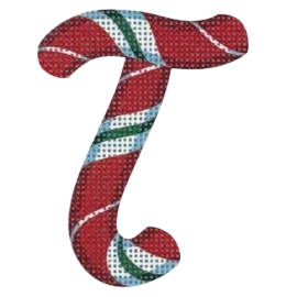 click here to view larger image of Candy Cane Letter - T (printed canvas)