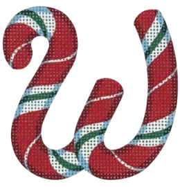click here to view larger image of Candy Cane Letter - W (printed canvas)