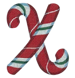 click here to view larger image of Candy Cane Letter - X (printed canvas)