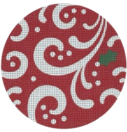 click here to view larger image of Swirls Curls and Holly Round (printed canvas)