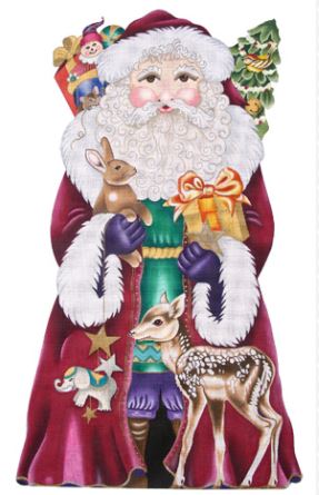 click here to view larger image of Magenta Santa w/Fawn - 13M (hand painted canvases)
