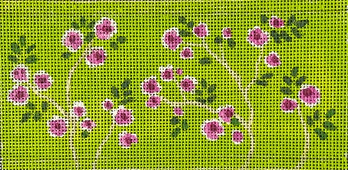 click here to view larger image of Purple Blossoms on Green  (hand painted canvases)