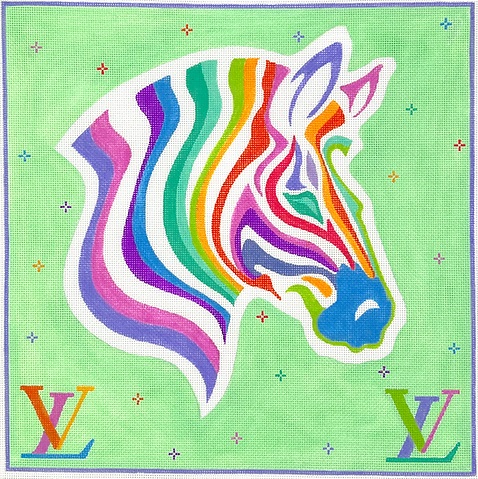 click here to view larger image of Designer Scarf Series - LV Inspired Zebra  (hand painted canvases 2)