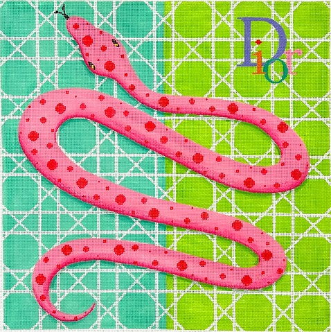 click here to view larger image of Designer Scarf Series - Dior Inspired Pink Snake (hand painted canvases 2)