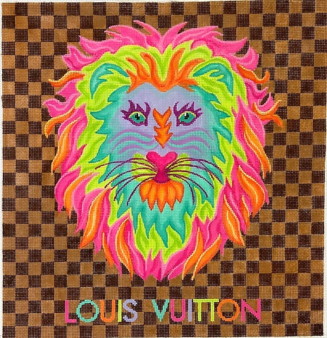 click here to view larger image of Fantasy Designer Scarf Series - LV Colorful Lion (hand painted canvases 2)