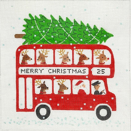 click here to view larger image of London Christmas - Bus w/Santa/Reindeer (hand painted canvases 2)
