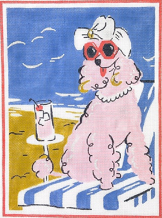 click here to view larger image of Glam Beach Poodle   (hand painted canvases 2)