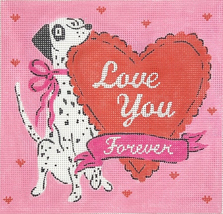 click here to view larger image of Love You Forever Dalmatian w/Heart  (hand painted canvases 2)