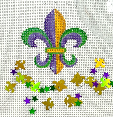 click here to view larger image of Mardi Gras Fleur-de-Lys Ornament   (hand painted canvases 2)
