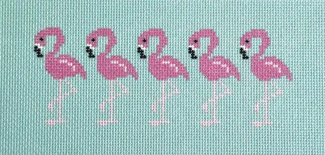 click here to view larger image of Pink Flamingo on Aqua Insert (printed canvas)