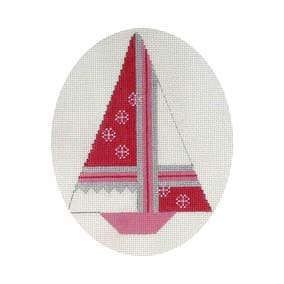 click here to view larger image of Ornament - Sailboat (hand painted canvases)