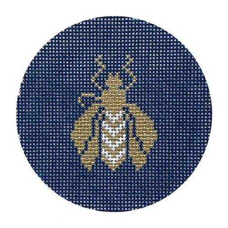 click here to view larger image of Bee Round - Blue (hand painted canvases)