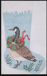 click here to view larger image of Canada Goose with Wreath Stocking (hand painted canvases 2)
