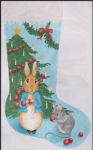 click here to view larger image of Bunny and Mouse Stocking (hand painted canvases 2)