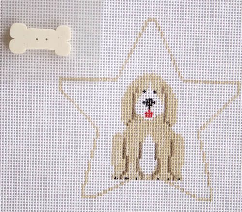 click here to view larger image of Cocker Spaniel Star w/Bone (hand painted canvases)