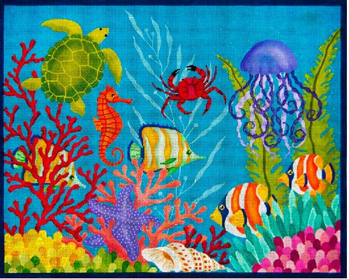 click here to view larger image of Down Under the Sea (hand painted canvases)