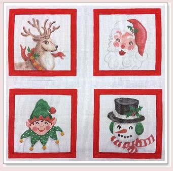 click here to view larger image of Christmas Characters Coasters (hand painted canvases 2)
