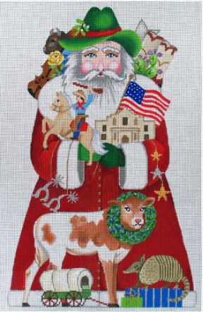 click here to view larger image of Texas/Oklahoma Santa (hand painted canvases)