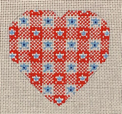click here to view larger image of Red and Blue Heart (hand painted canvases)