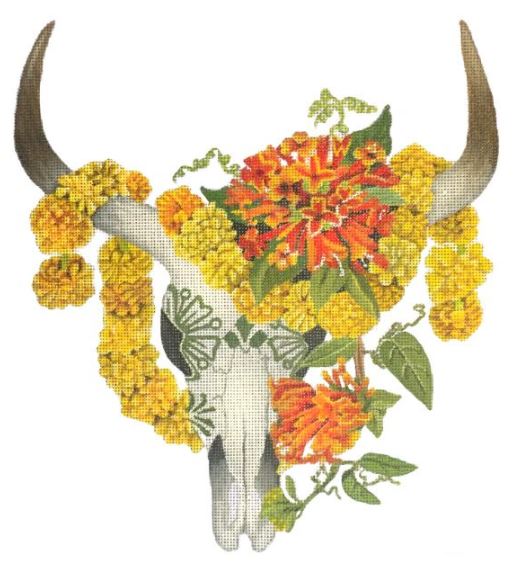 click here to view larger image of Marigold Skull (hand painted canvases)