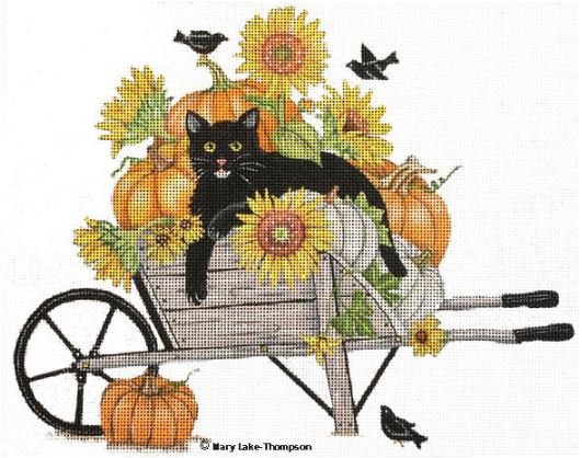 click here to view larger image of Black Cat in Wheel Barrow (hand painted canvases)