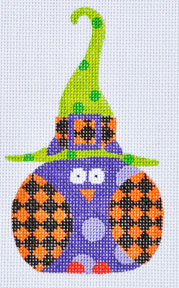 click here to view larger image of Orange Checkered Witch Owl (hand painted canvases)