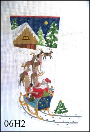 click here to view larger image of Santa in Sleigh/Reindeer  (hand painted canvases)