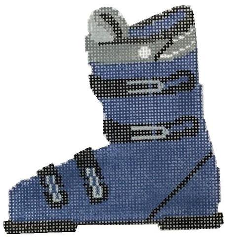 click here to view larger image of Ski Boot - Blue (hand painted canvases)