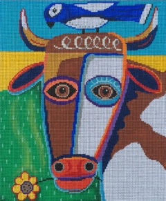 click here to view larger image of Cow Chewing A Flower (hand painted canvases)