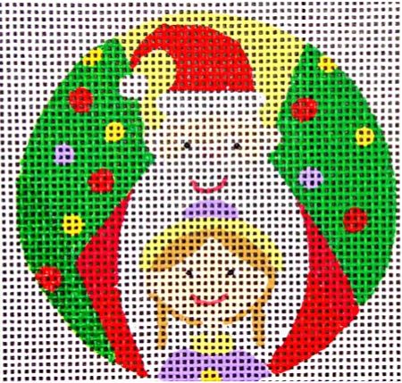 click here to view larger image of Santa and Girl Ornament (hand painted canvases)