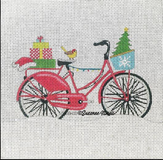click here to view larger image of Merry Christmas Bike  (hand painted canvases)