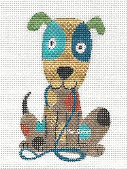 click here to view larger image of Dog & Leash (hand painted canvases)